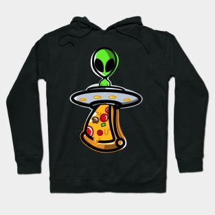 Cool Minimalist UFO Abduction Alien Pizza Hoodie